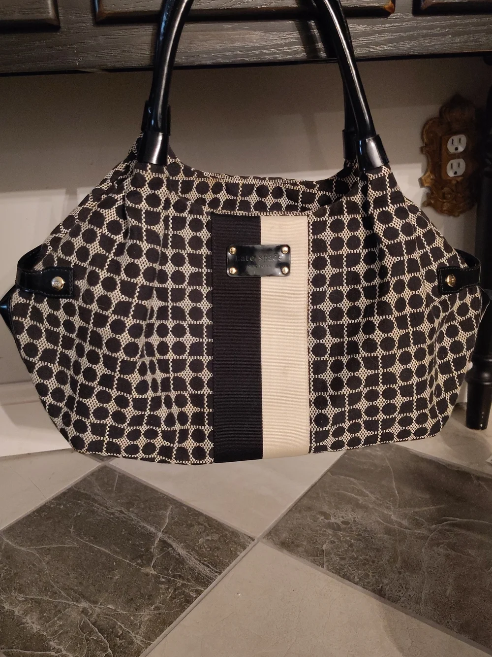 Kate Spade Black and Cream Patterned Women’s Tote Bag